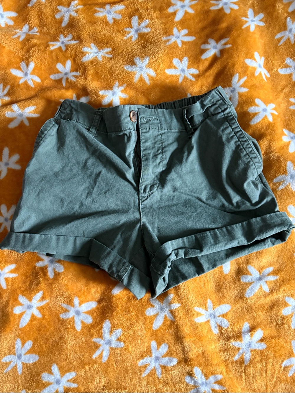 Old Navy Olive High-Waist Cuffed Shorts